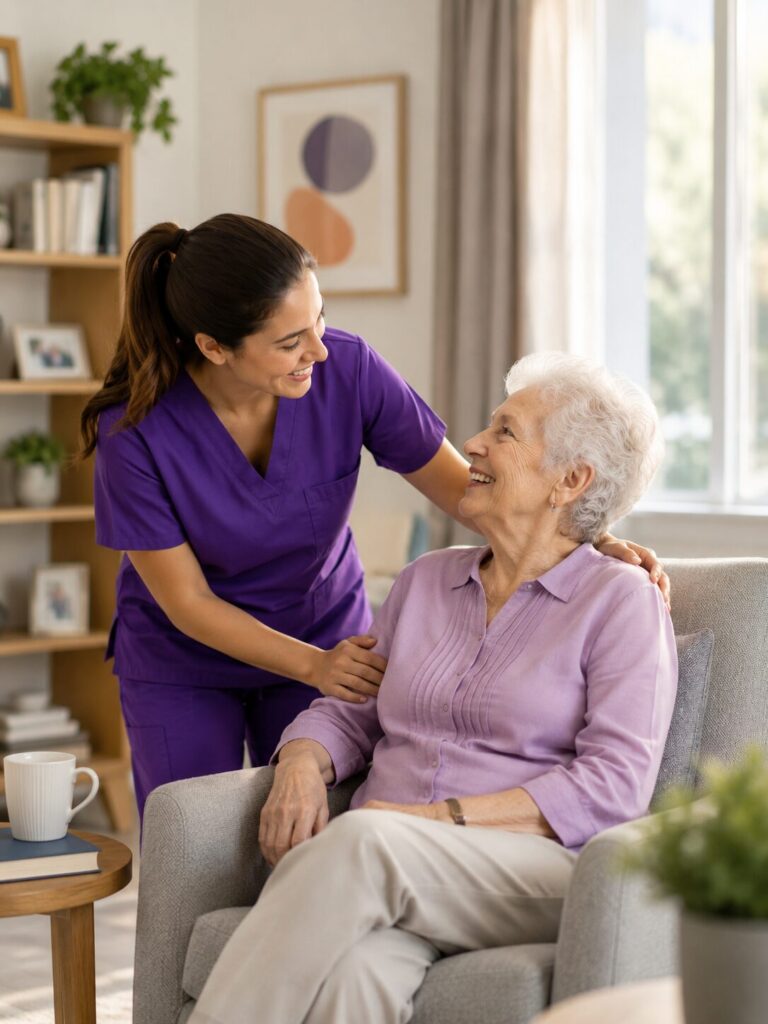 Caregiver assisting a client at VytaCare.