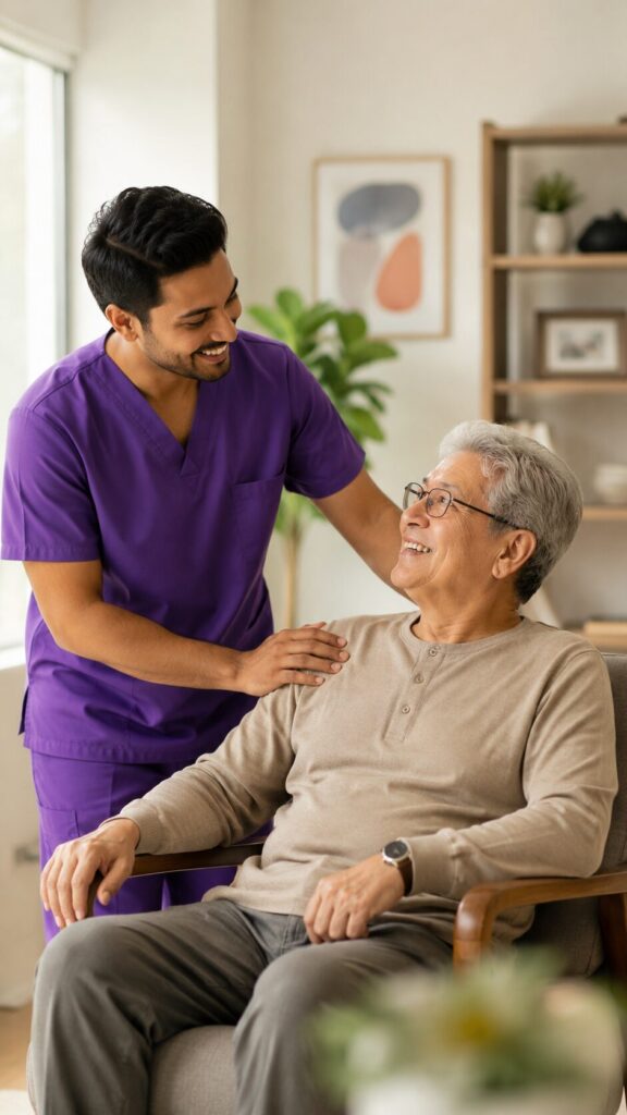 Nurse taking good care of patient